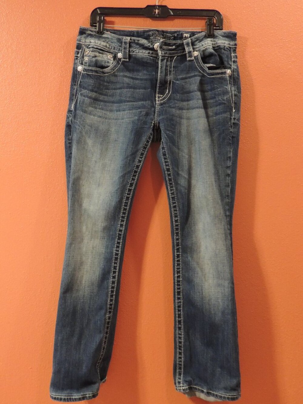 Miss Me Jeans Woman 31  Bling Bling Pockets Travel Vacation Denim Blue Jeans
